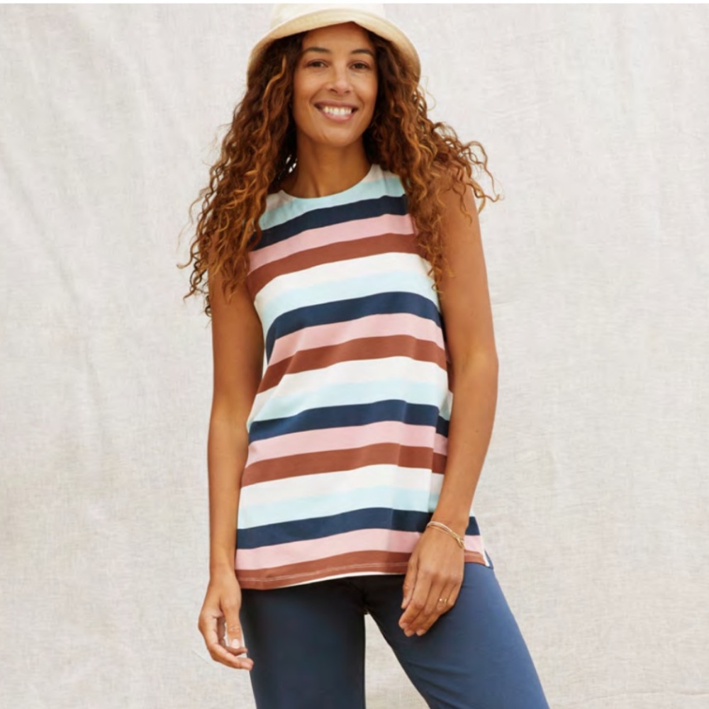 Matilda Jane Sierra Women’s Sleeveless Striped Tie-back Tank Size Medium - Picture 6 of 6